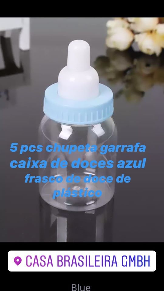 Mini Mamadeira para Lembrancinhas kit com 5 unid azul