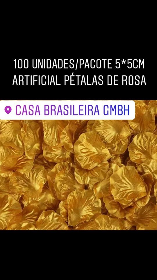 100 pétalas de rosas artificiais dourado